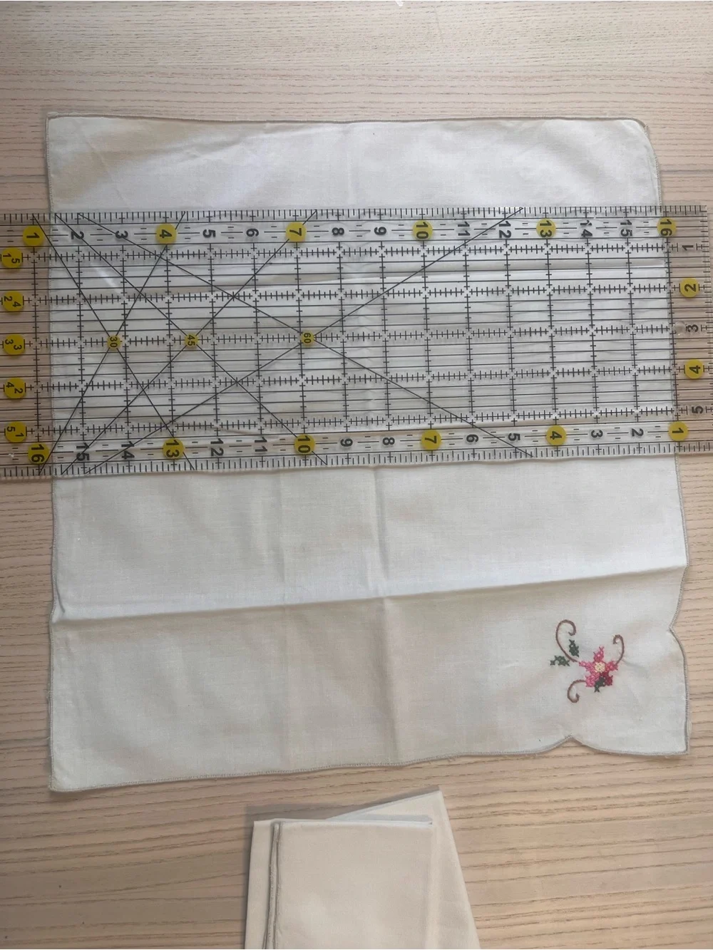 Set of 3 Vintage Embroidered Cocktail Napkins Pink Floral Linen Cottagecore